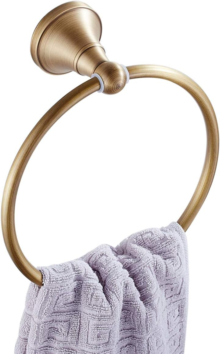 Flybath Round Towel Ring Antique Brass Hanger Hand Towel Holder for Bathroom Kitchen Accessories Wall Mounted, Brushed Bronze