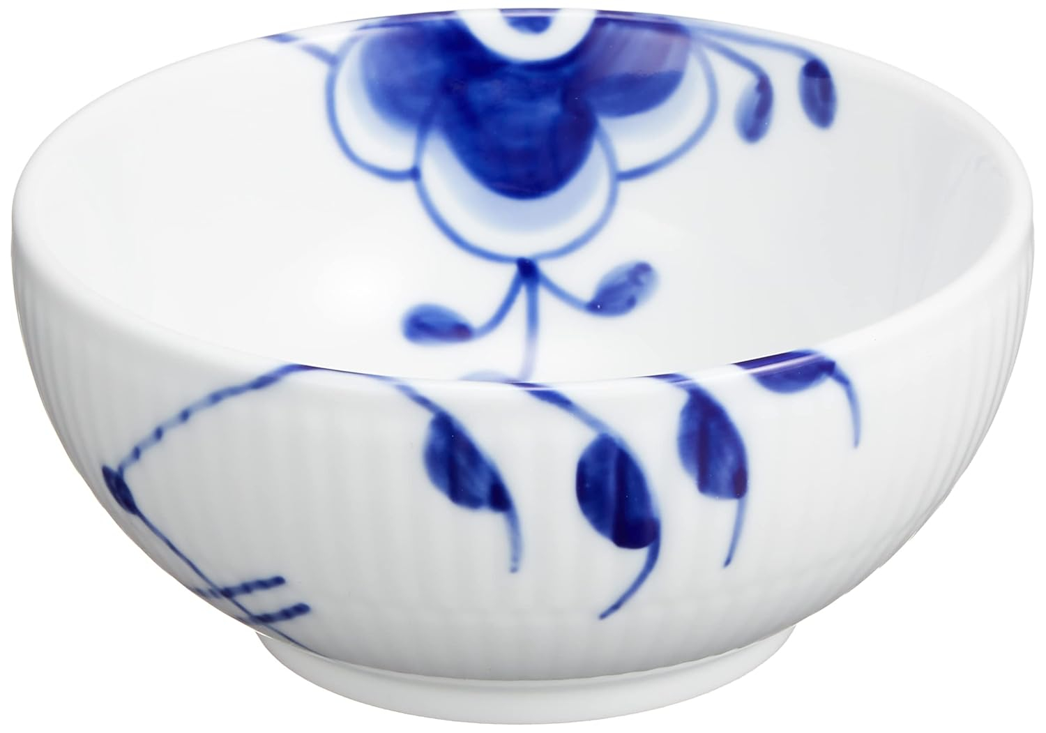 Blue Fluted Mega Hand-Painted Ceramic Fruit Serving Bowl