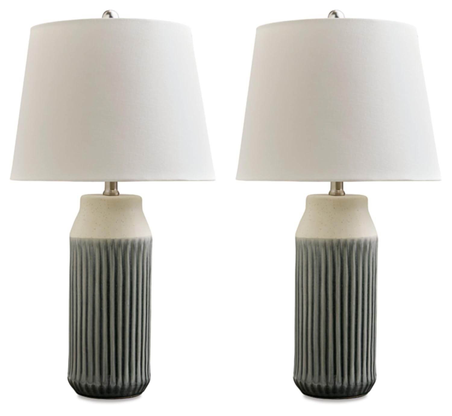 Signature Design by Ashley Afener Contemporary 25.75" Ceramic Table Lamp, Set of 2, Blue & Beige