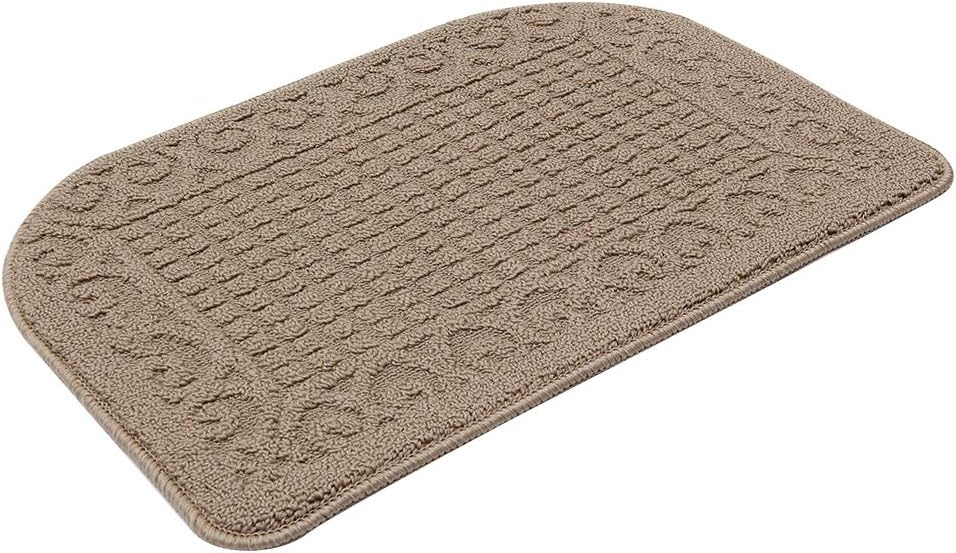 COSY HOMEER 27X18 Inch Anti Fatigue Kitchen Rug Mats are Made of 100% Polypropylene Half Round Rug Cushion Specialized in Anti Slippery and Machine Washable (Beige 1 pc) …