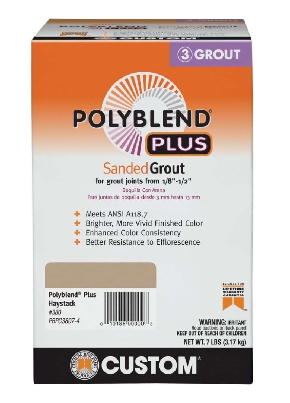 Custom Building Products Polyblend Plus Indoor and Outdoor Haystack Sanded Grout 7 lb
