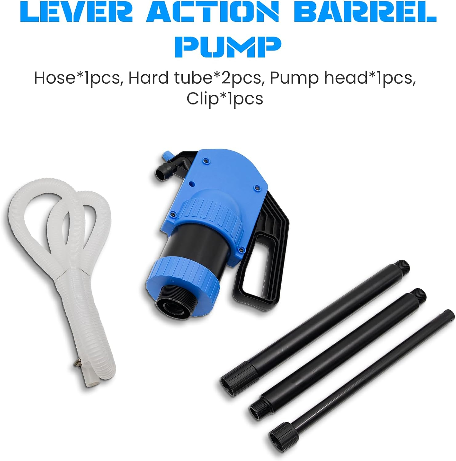 Lever-operated Drum Pumps.55 Gallon Plastic Hand Lever Drum Pump is 1 Pint Per Stroke.Lever Action Drum Pump for High Viscosity Oils, Agricultural Chemicals with 2 Meters of 3/4” Corrugated Hose