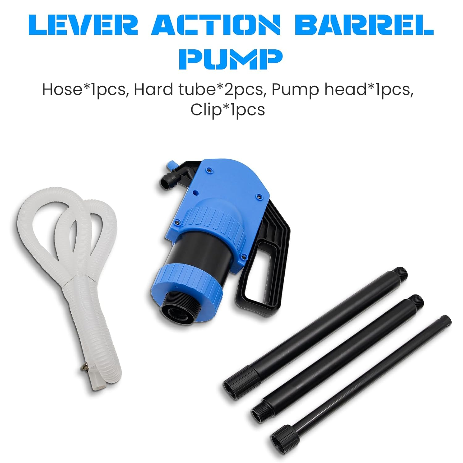 Lever-operated Drum Pumps.55 Gallon Plastic Hand Lever Drum Pump is 1 Pint Per Stroke.Lever Action Drum Pump for High Viscosity Oils, Agricultural Chemicals with 2 Meters of 3/4” Corrugated Hose