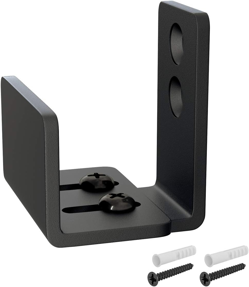 SMARTSTANDARD Adjustable U Shape Barn Door Floor Guide, Wall Mounted Flexible Flush Bottom Guide, Sturdy Steel Material, Black