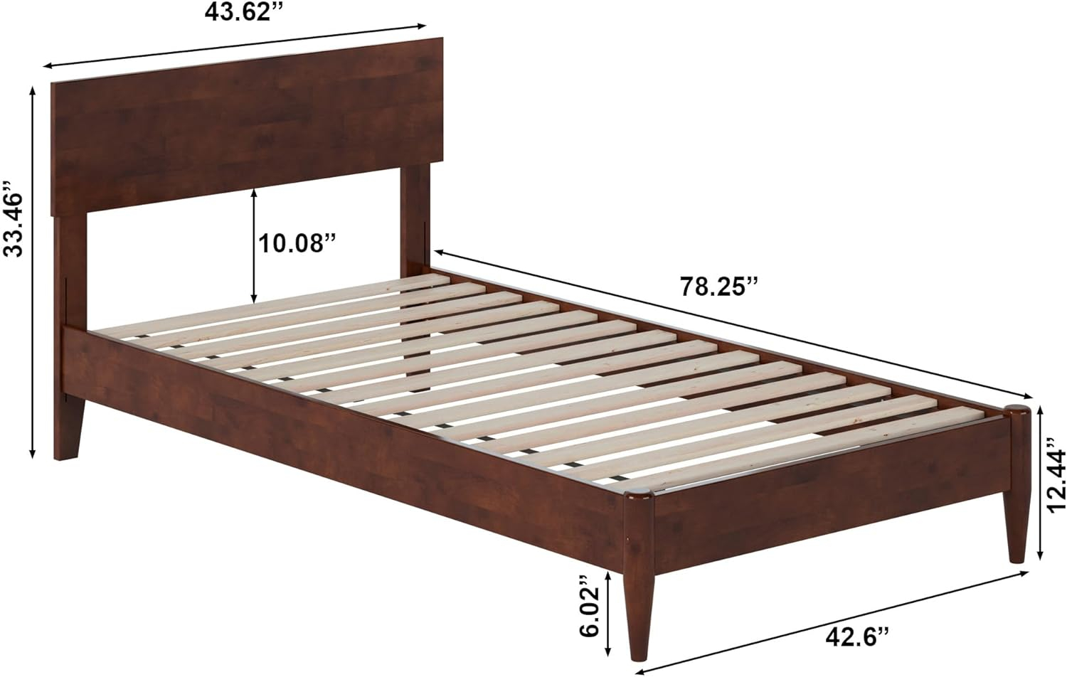 AFI Aria King Modern Solid Wood Low Profile Platform Bed, Walnut