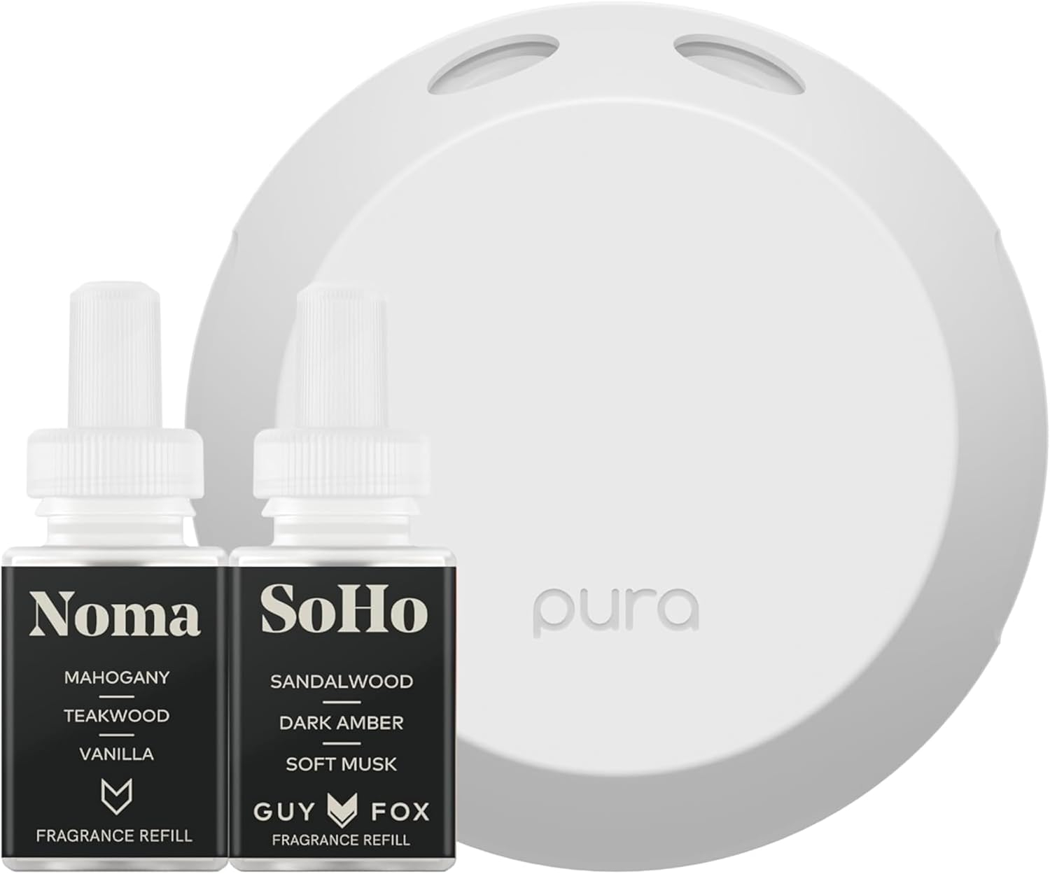 Smart Home Fragrance Diffuser Starter Set - Guy Fox SoHo and Noma Refills - Wi-Fi connected, customizable home scent