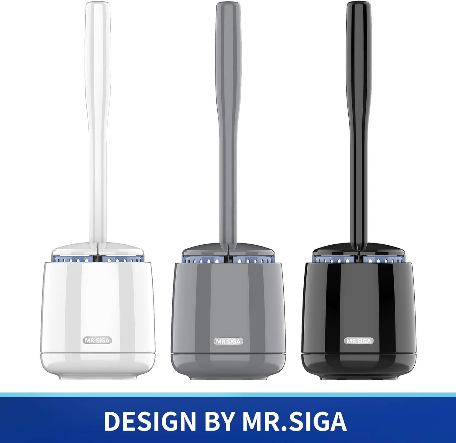 MR.Siga Toilet Bowl Brush and Holder, with Solid Handle and Durable Bristles for Bathroom Cleaning, Black, 1 Pack