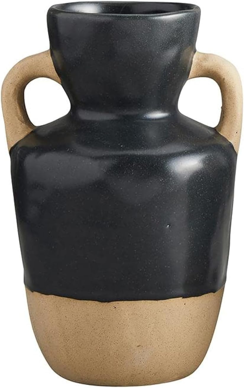 Large Black and Beige Ceramic Jug Vase for Table Décor
