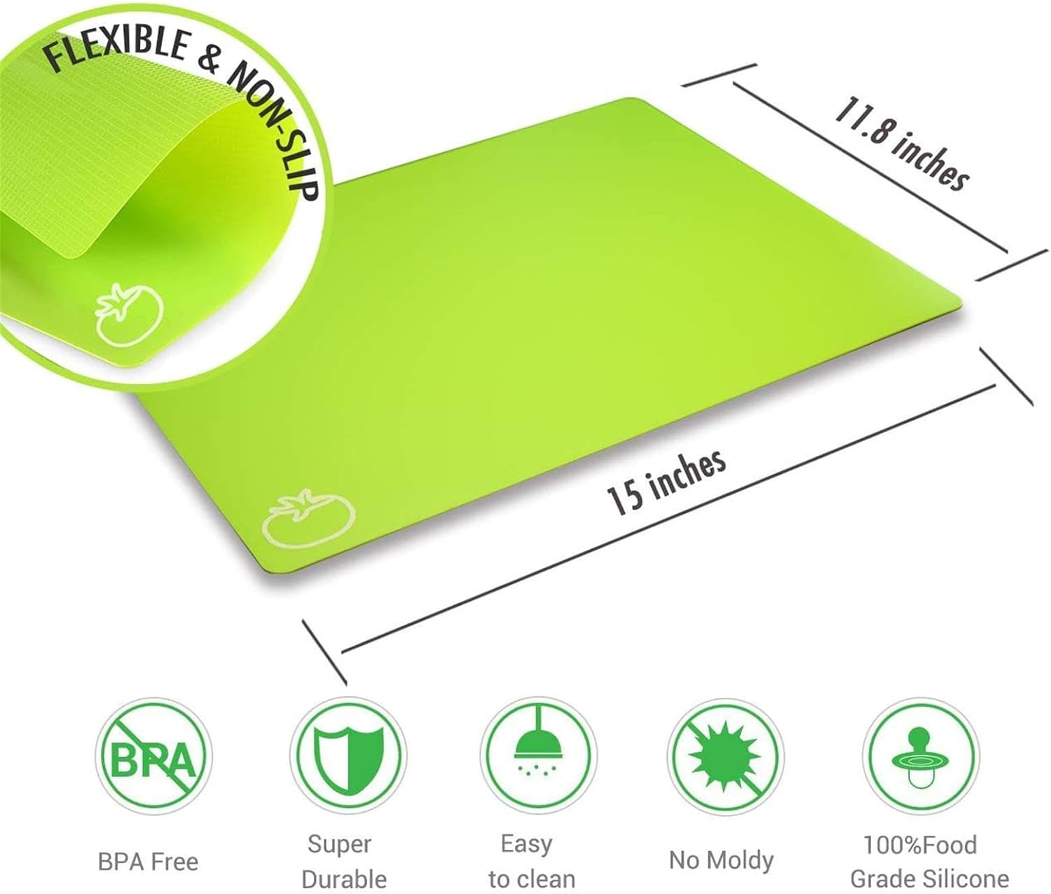 Fotouzy Plastic Cutting Boards for kitchen, Flexible Cutting Mats for Cooking, 100% Non-Slip Cutting Board for Meat and Vegatables, BPA-Free and Dishwasher Safe