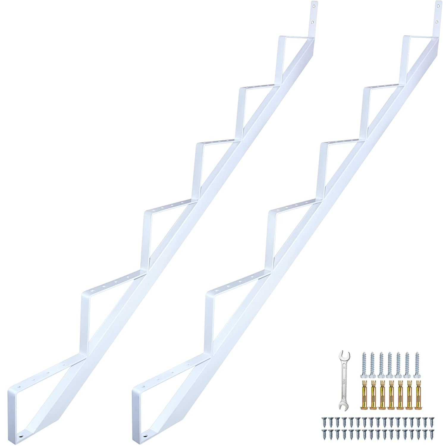 Steel Stair Stringer 6 Step, Metal Stair Stringers for Deck Height 49.6 inches, Steel Stair Step Riser for Outside Stairs (2Pack)