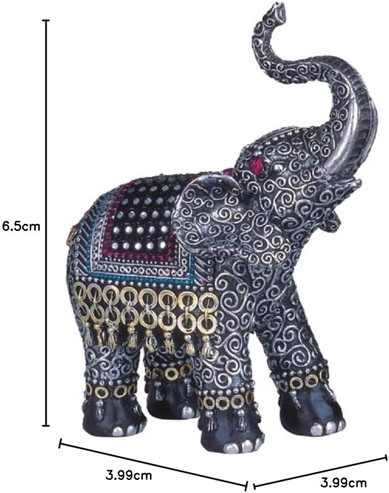George S. Chen Imports SS-G-88051 Black Thai Elephant With Trunk Raised Collectible Figurine Statue