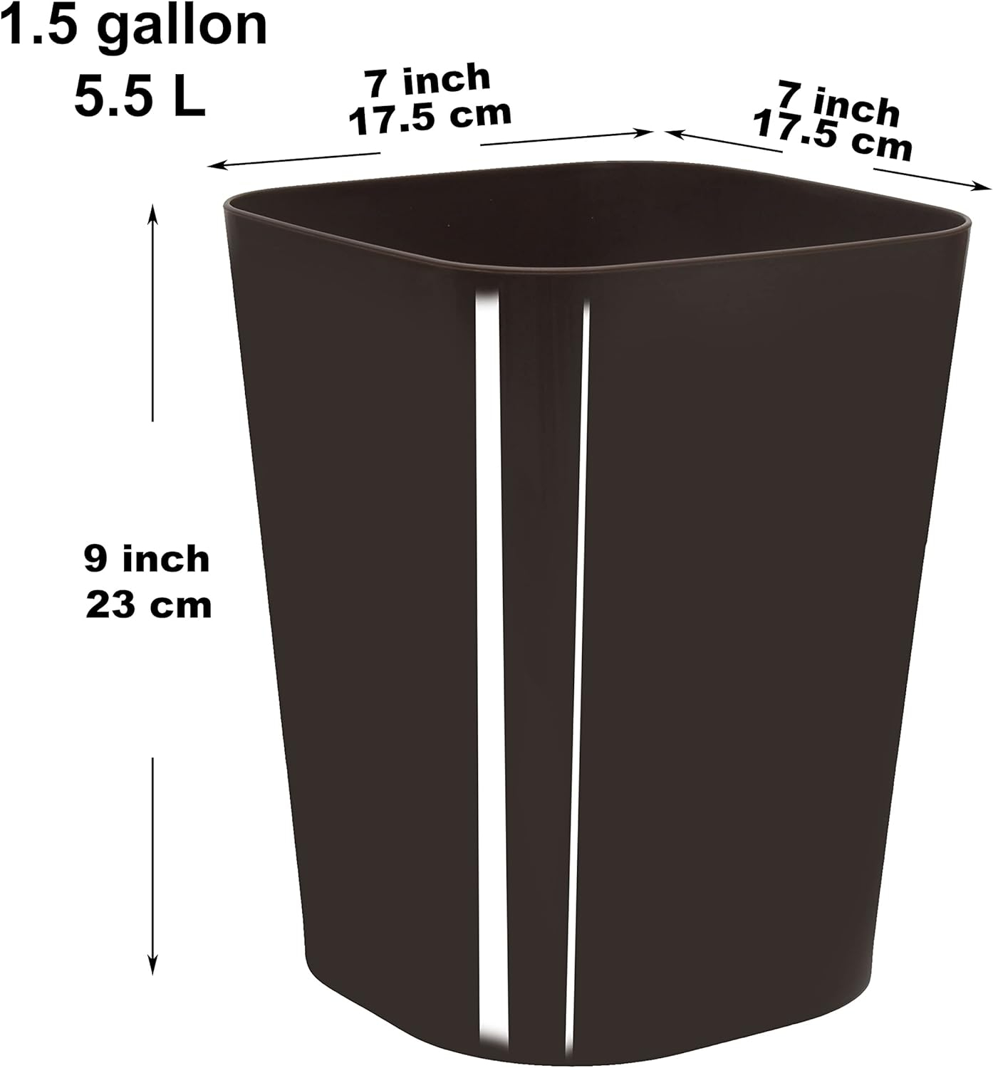 Youngever 2 Pack 1.5 Gallon Square Trash Can, Plastic Garbage Container Bin, Small Trash Bin for Home Office, Living Room, Study Room, Kitchen, Bathroom (Brown)