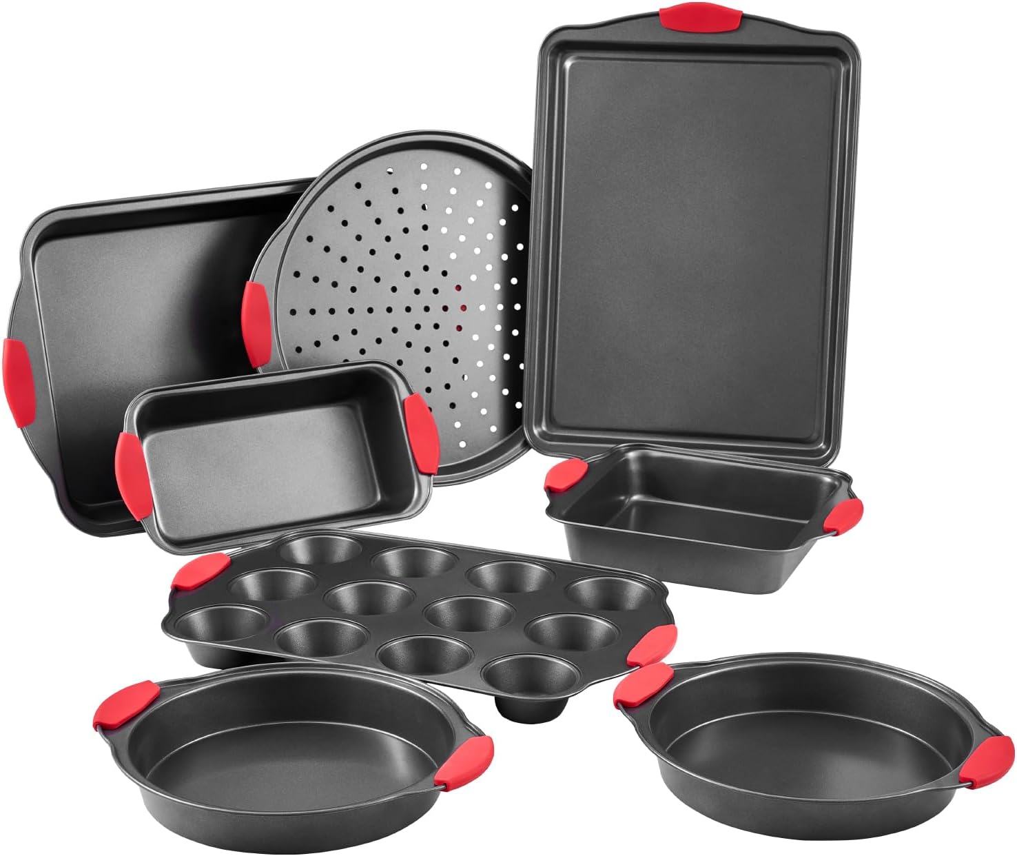 VEVOR Baking Pans Set, 3-Piece, Ultra Thick Nonstick Carbon Steel Cookware Sheets & Trays, Stackable Kitchen Oven Bakeware Cooking Sets, Easy to Clean, for Baking Cookie Cake Muffin Bread