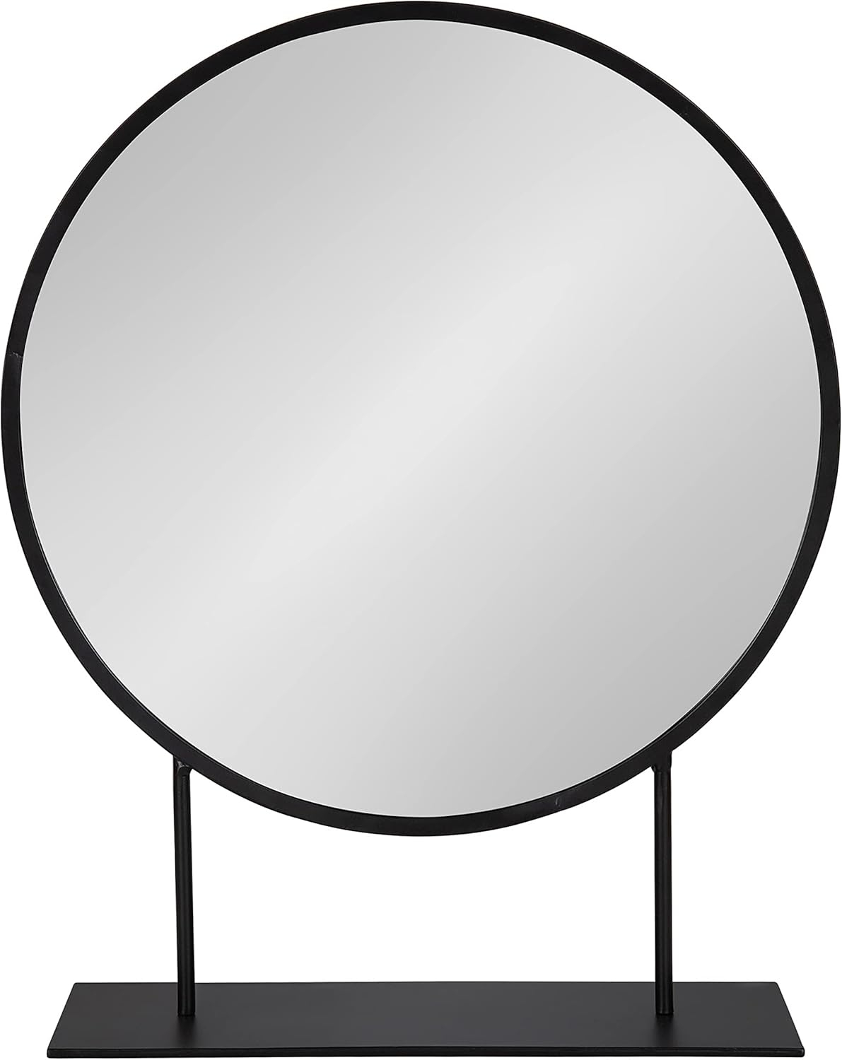 Kate and Laurel Rouen Modern Glam Round Metal Frame Table Mirror with Stand, Black