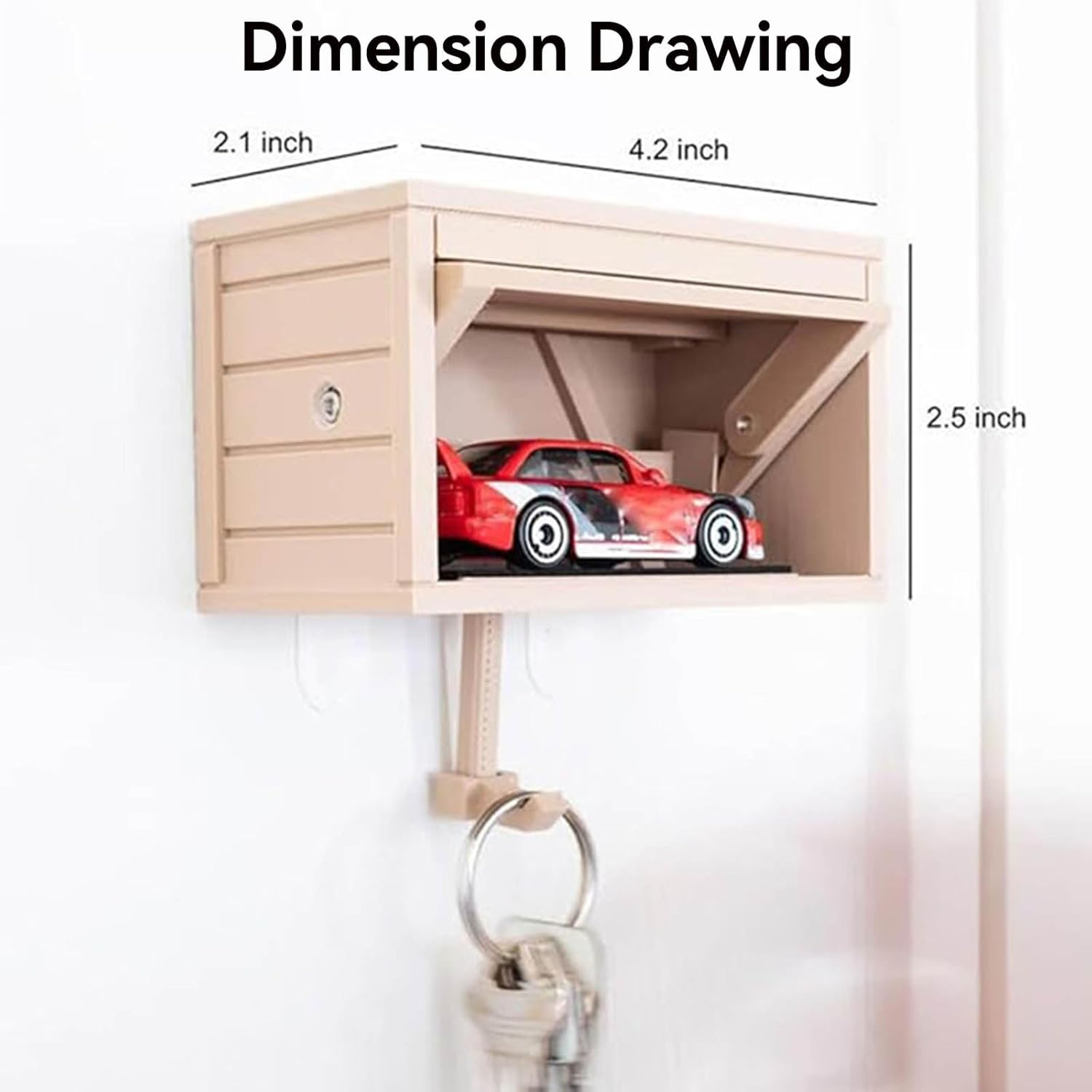 Car Garage Key Holder with Opening Door,Front Door Car Key Holder for Wall,Fun 3D Printed Key Organizer Wall Mount,Cars Garage with Opening Door for Entryway,Front Door,Hallway,Office (1, Gray)