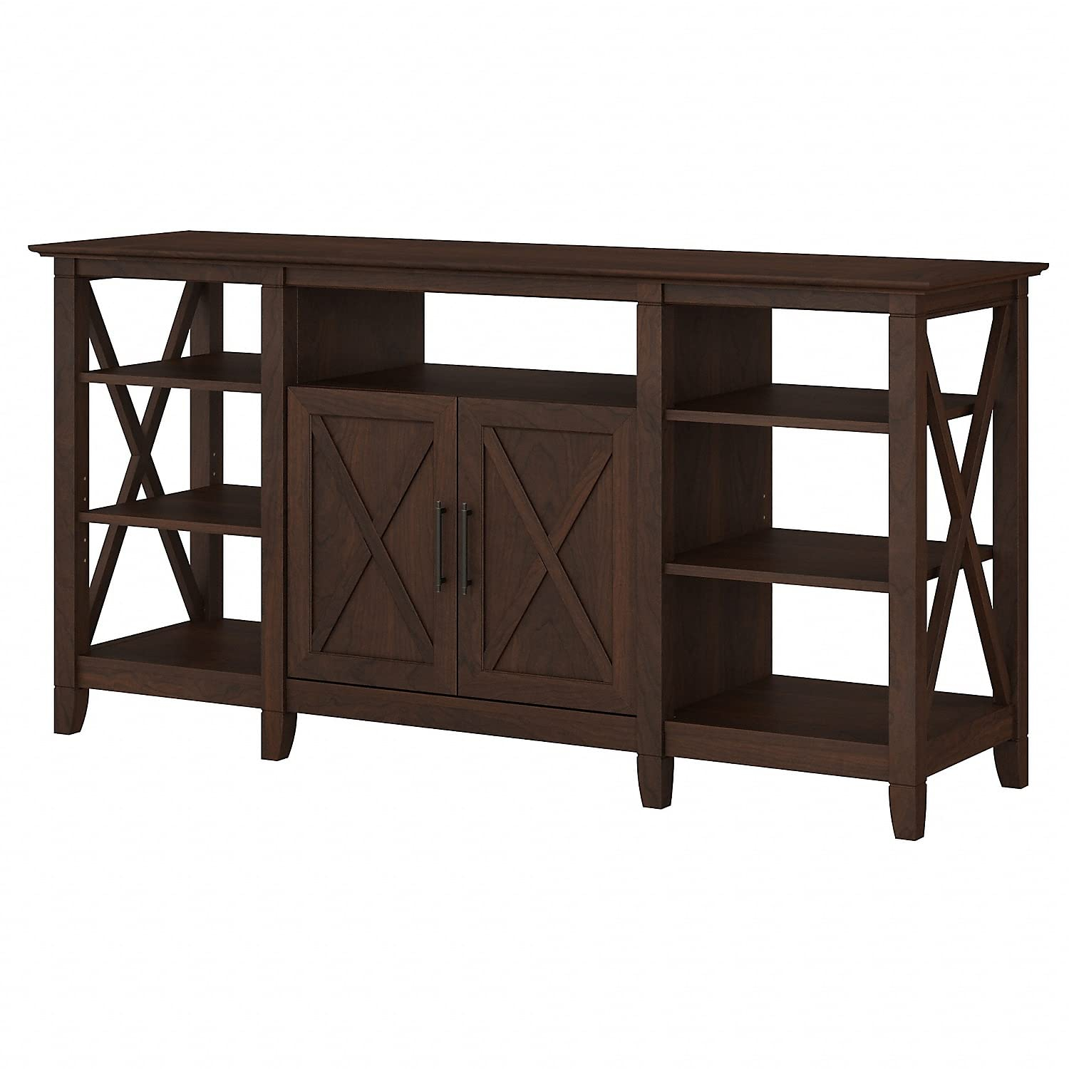Bush Furniture Key West Tall TV Stand for 65 Inch TV in Bing Cherry, Farmhouse Entertainment Center with Storage