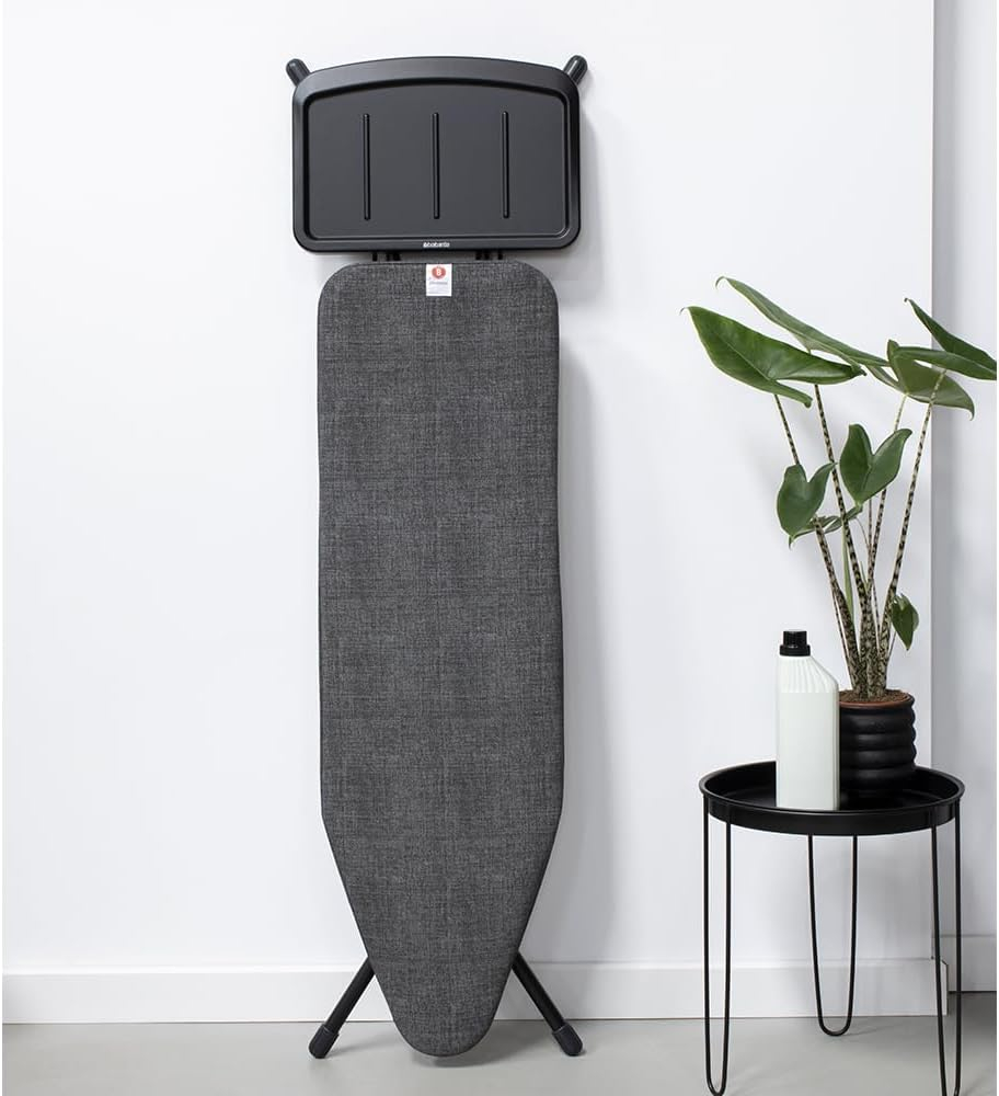 Brabantia Black Freestanding Folding Ironing Board with Metal Steam Unit Holder