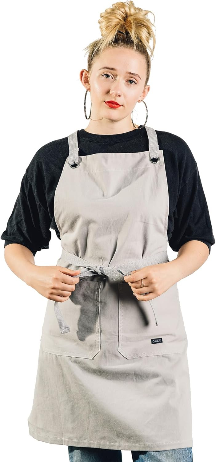 Caldo Crossback Kitchen Apron for Cooking (Black)