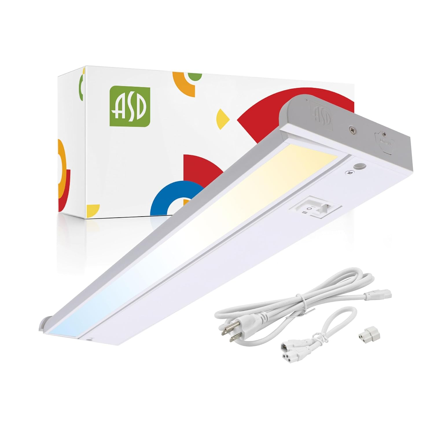 ASD Swivel LED Under Cabinet Lighting, 18 Inch 8W, Hardwired or Plug-in, 2700K/3000K/4000K, Hi/Low Switch, Rotatable Lens, Dimmable Linkable Under Counter Light for Kitchen, ETL & Energy Star