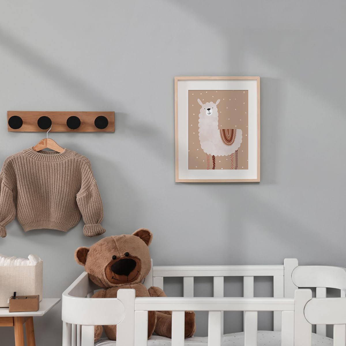 Canssape Boho Nursery Decor Set of 4 (Unframed) 8in x 10in Canvas Wall Art Lovely Alpaca Safari Decorations for Baby Room Nursery Wall Decor with Rainbow and Cactus Creative Alphabet Chat (Love)