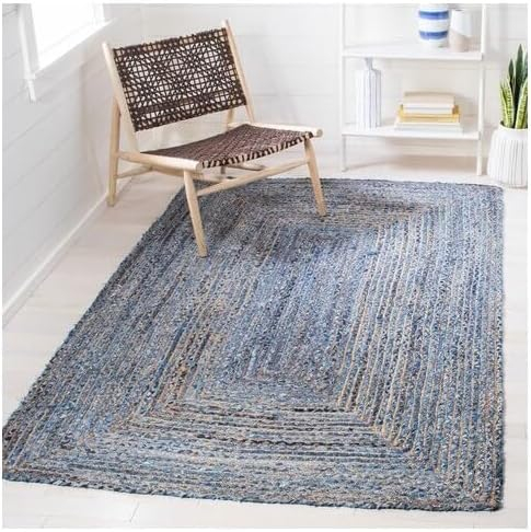 SAFAVIEH Cape Cod Miah Geometric Area Rug, Blue/Natural, 6' x 6' Square