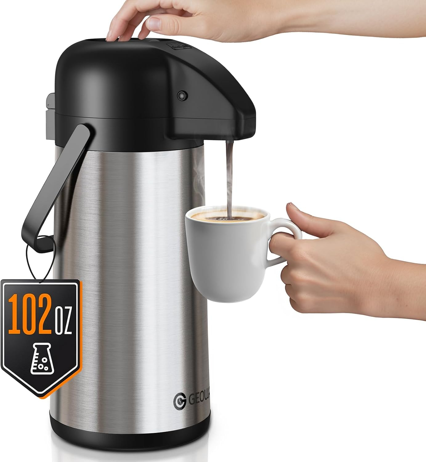 Large Stainless Steel Insulated Coffee Dispenser with Pump