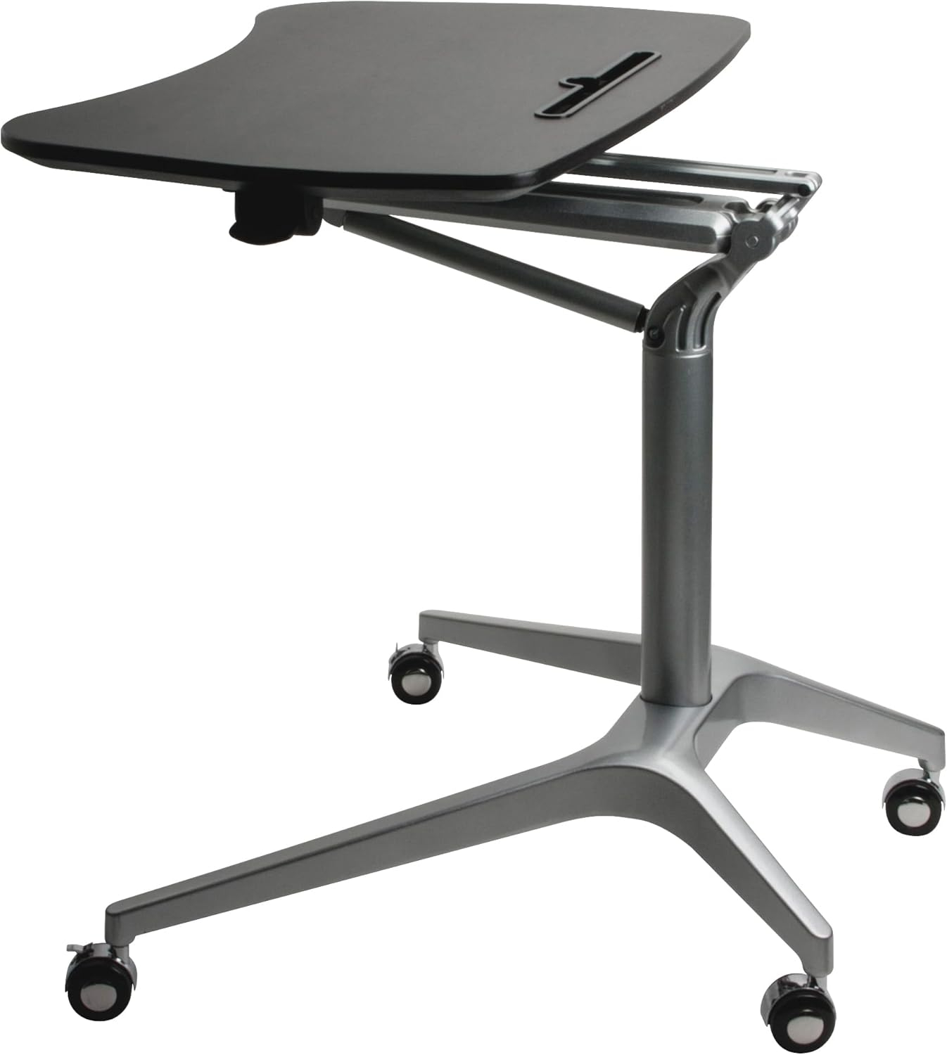 Lorell Black Laminate Top Mobile Laptop Caddy Black Rectangle Top - Powder Coated Base - 28.25" Table Top Width x 18.75" Table Top Depth - 41" Height - Assembly Required
