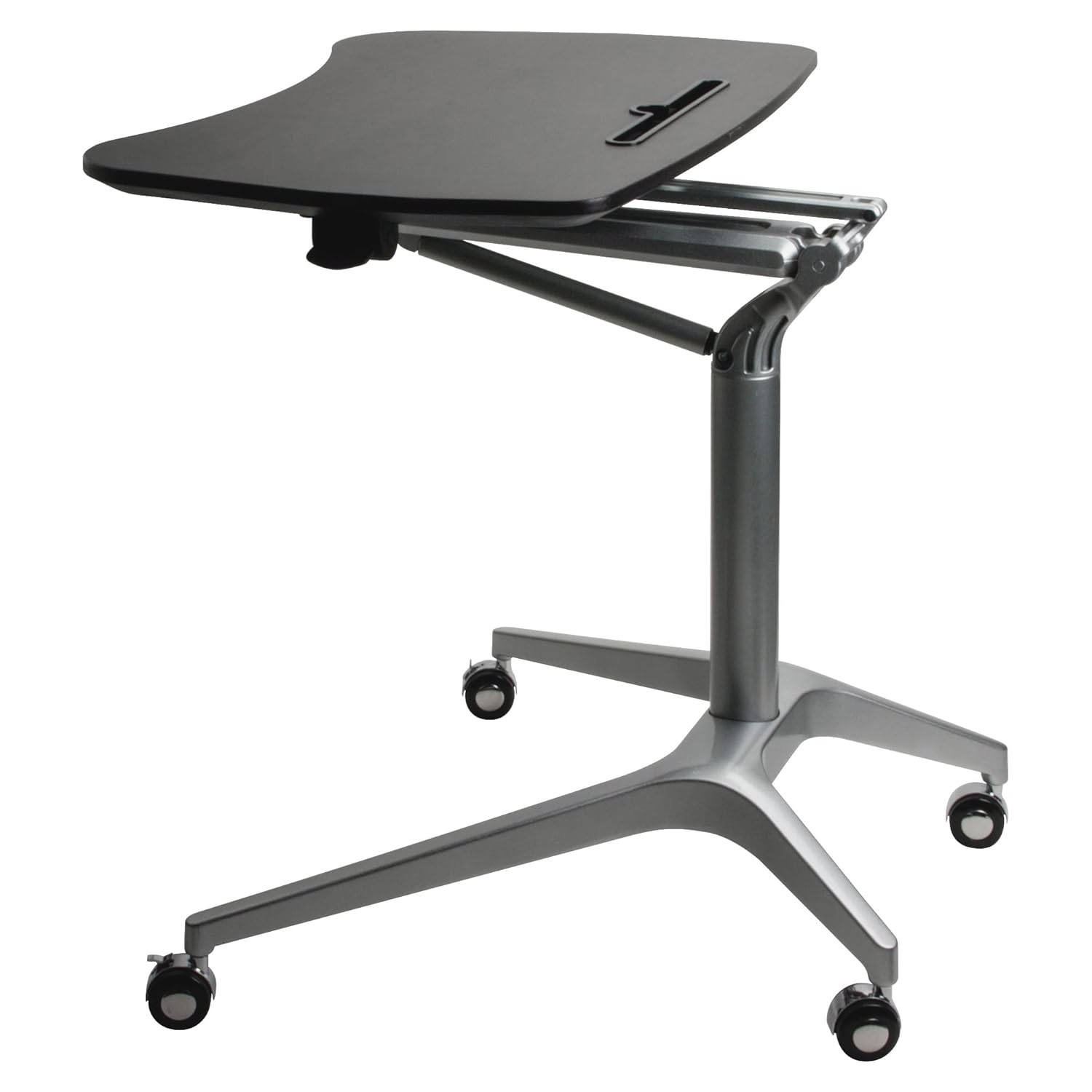 Lorell Black Laminate Top Mobile Laptop Caddy Black Rectangle Top - Powder Coated Base - 28.25" Table Top Width x 18.75" Table Top Depth - 41" Height - Assembly Required