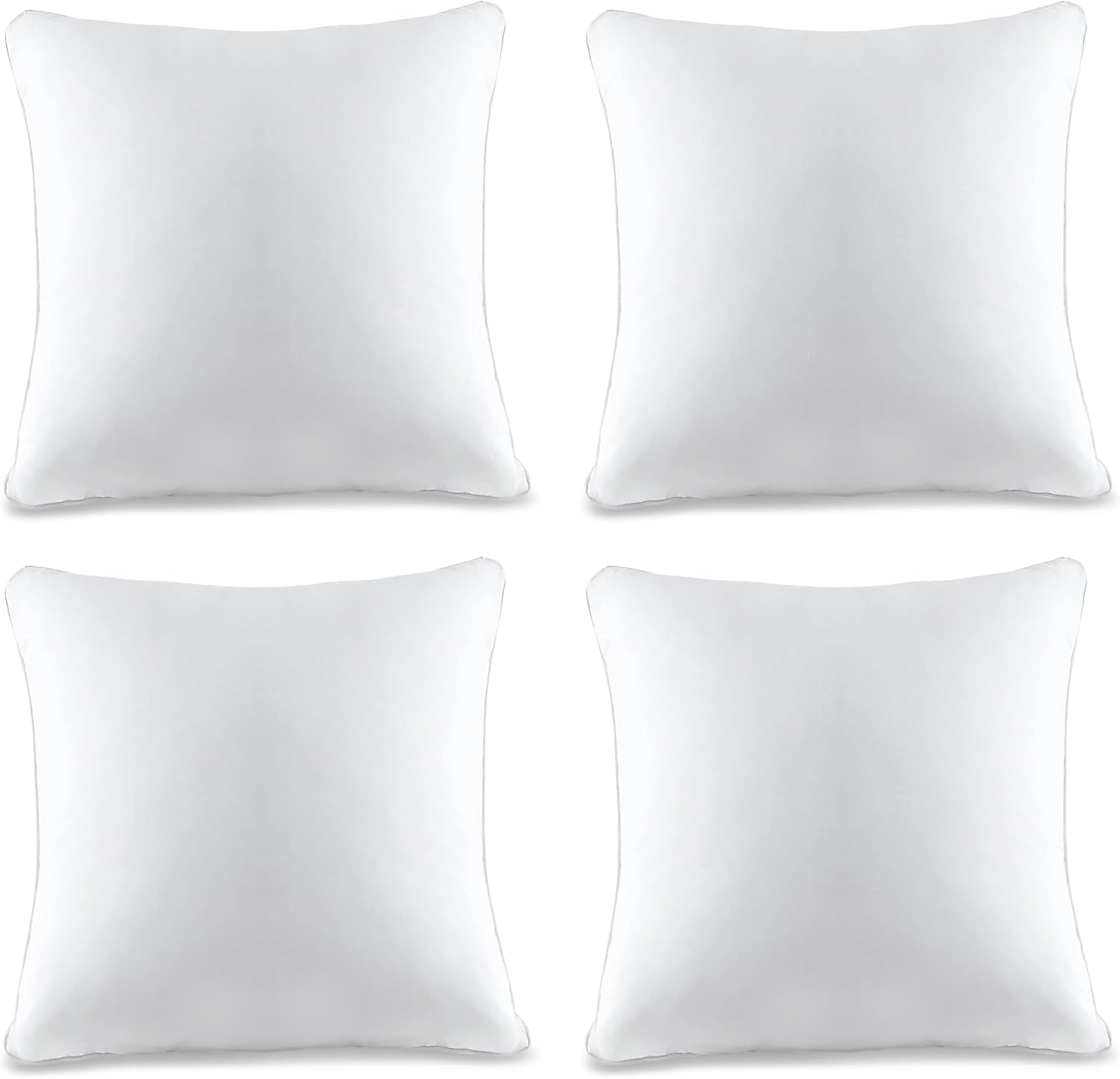 A1 Home Collections Pilow Pack of 4 Down Alternative Throw Pillow Inserts, 18x18 Inch, White 4 Count