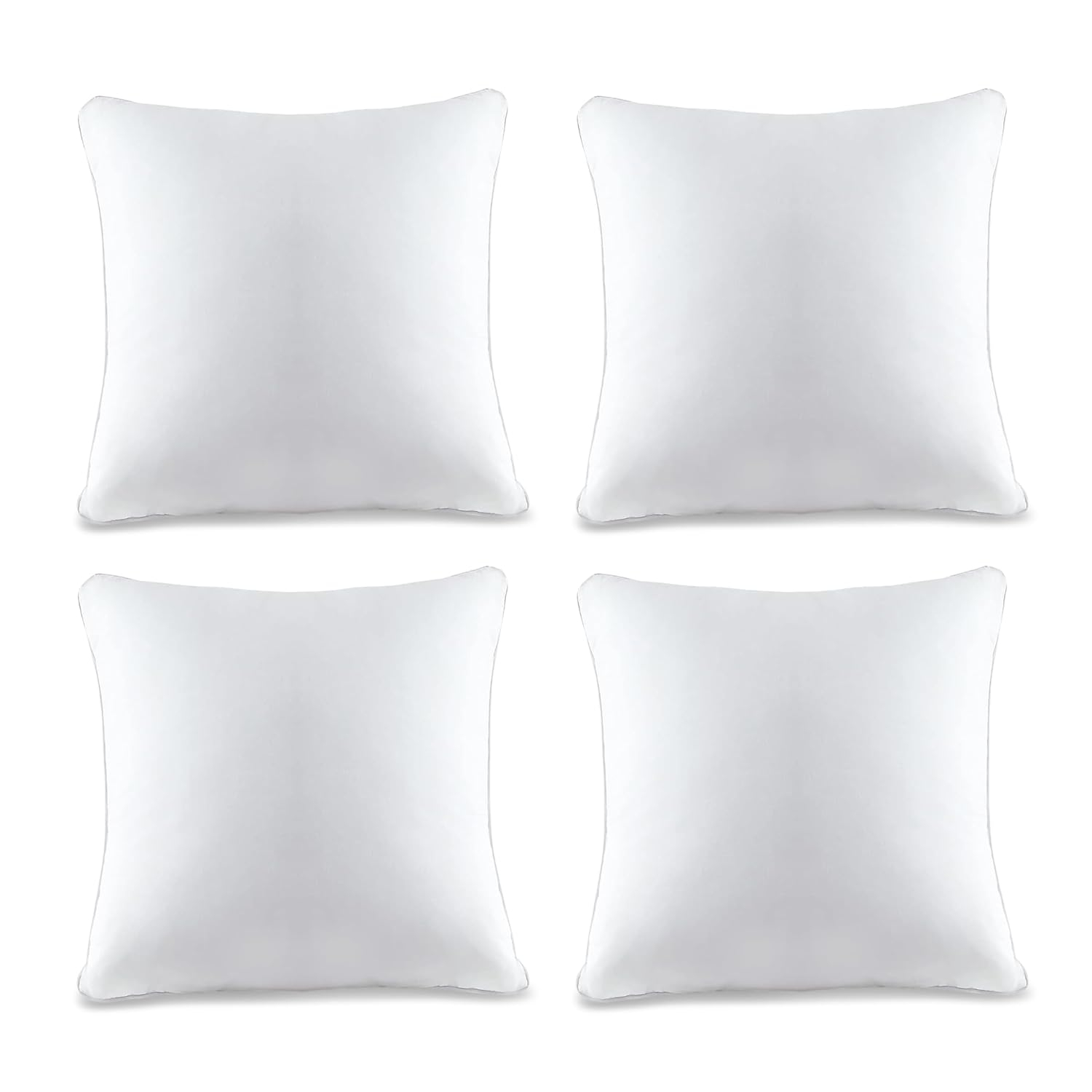 A1 Home Collections Pilow Pack of 4 Down Alternative Throw Pillow Inserts, 18x18 Inch, White 4 Count