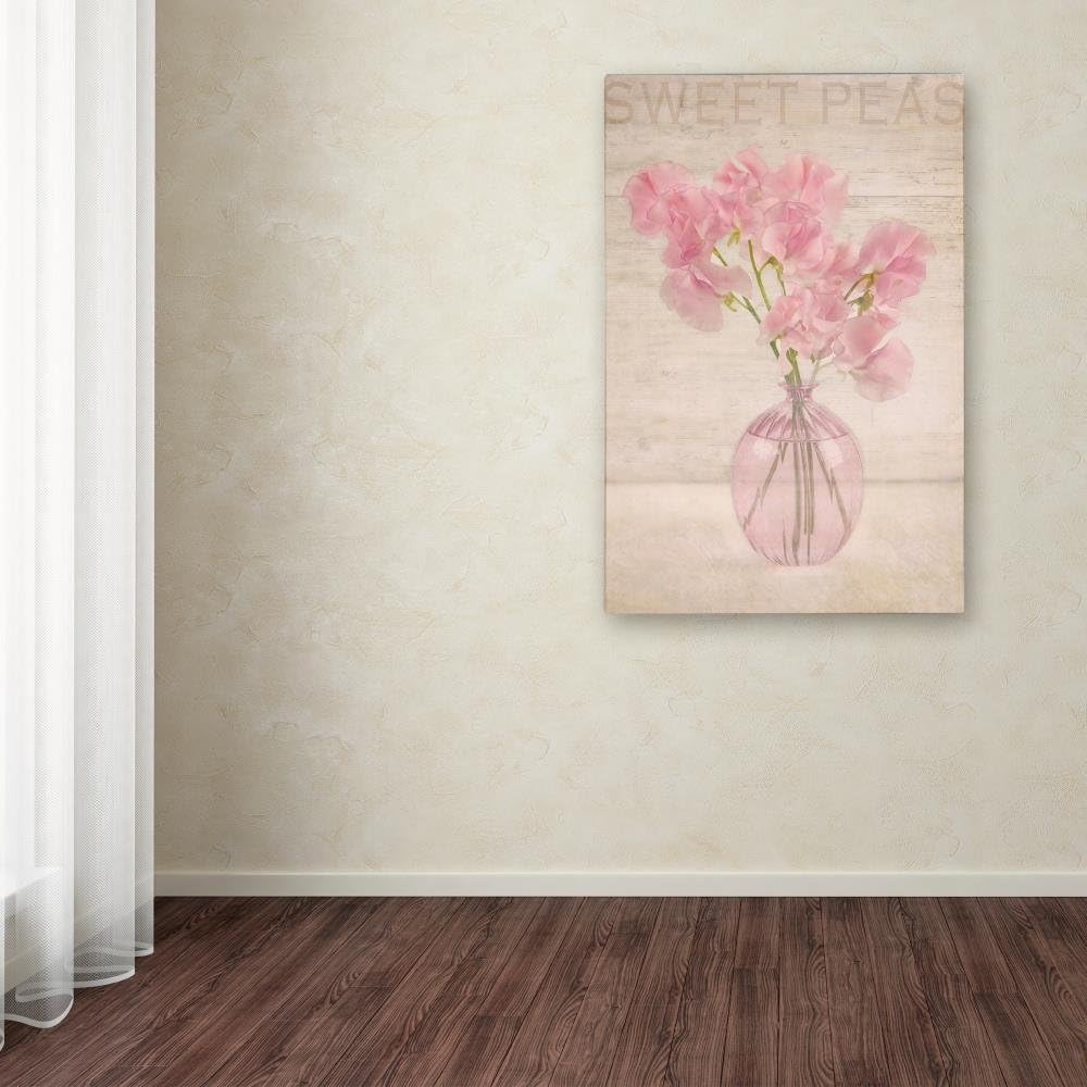 Pink Sweet Peas Floral Art Print on Canvas