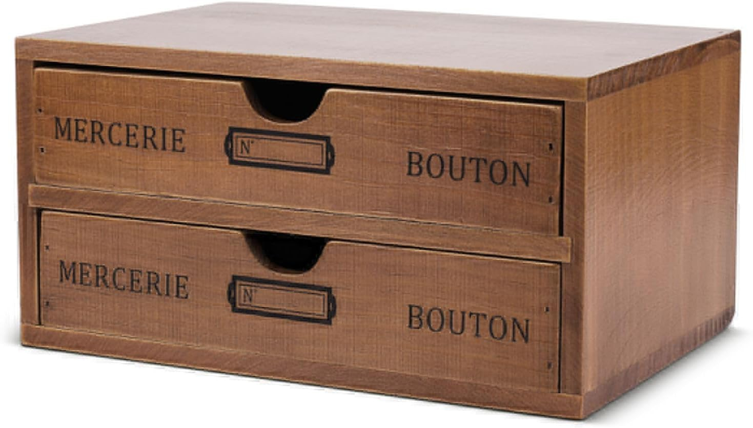 Wooden Desktop Office Supplies Organizer with 2 Storage Drawers Set, 2-Tier Wood Tabletop Cabinet, Countertop Desk Accessories Box, for Home Workspace Counter Vanity Decor Art Craft Tool Mail