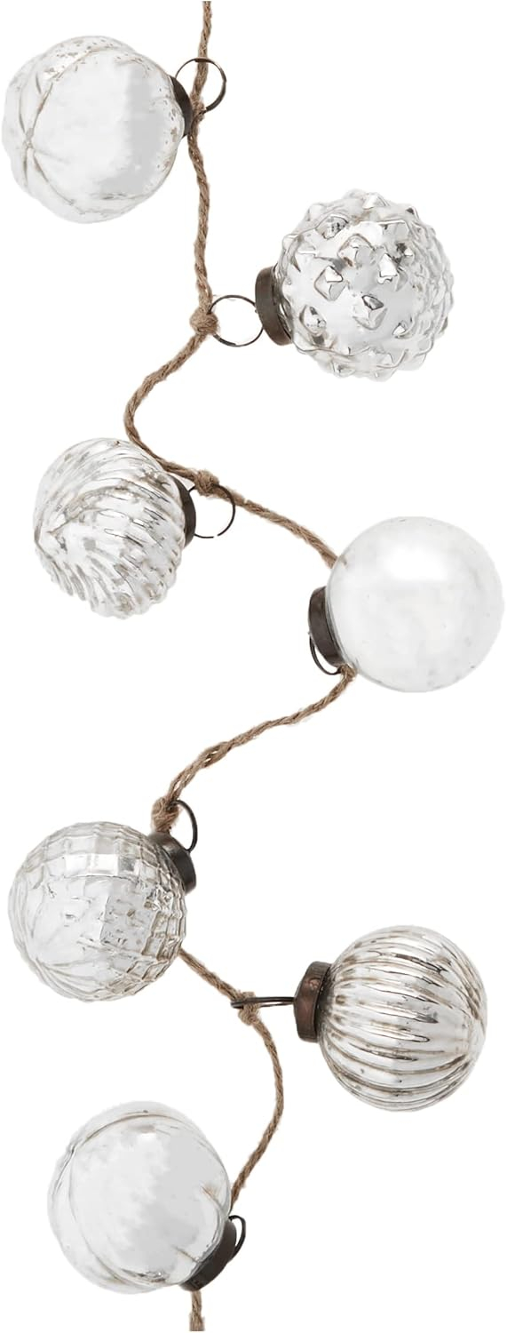 Creative Co-Op Embossed Antique Silver Mercury Glass Ornamental Garland (XC5496)