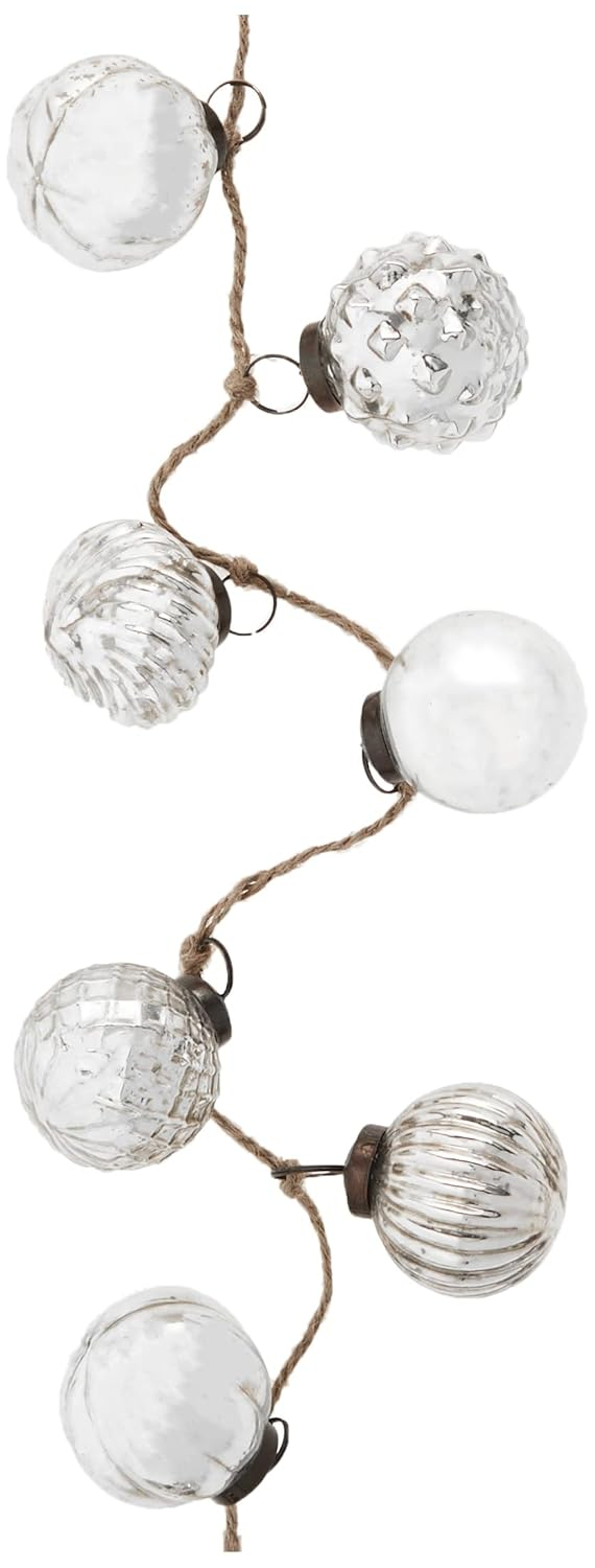 Creative Co-Op Embossed Antique Silver Mercury Glass Ornamental Garland (XC5496)