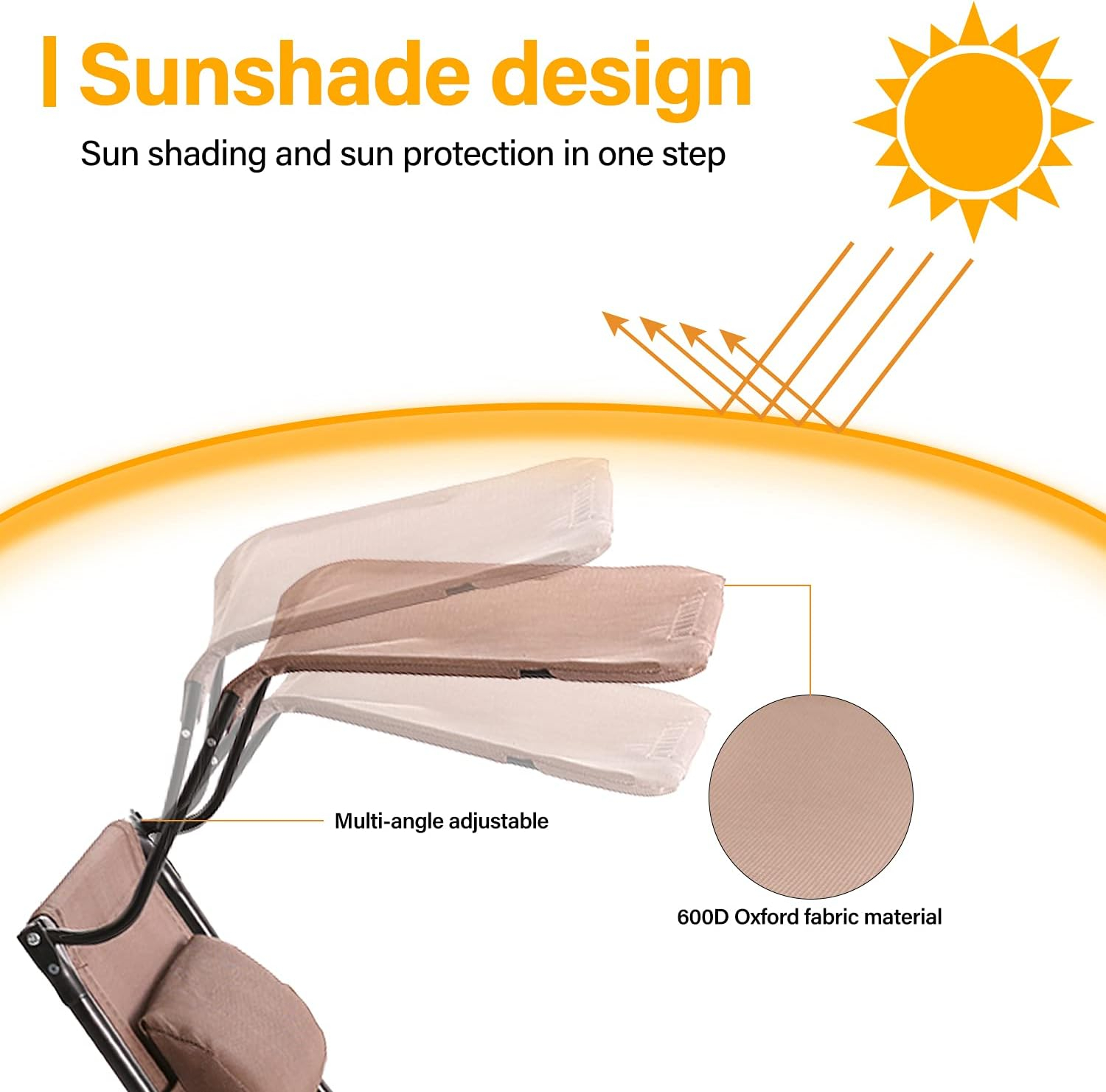BestMassage Patio Chairs Lounge Chair Zero Gravity Chair 2 Pack Recliner W/Folding Canopy Shade and Cup Holder for Outdoor Funiture