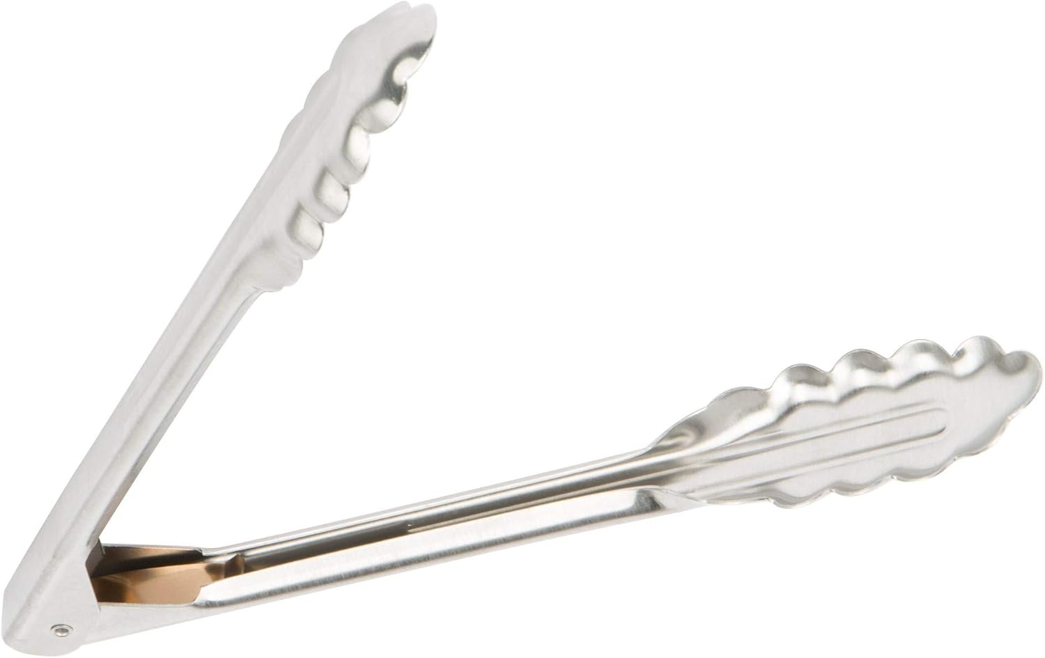 12" Silver Stainless Steel Heavy Duty Scallop Kitchen Tongs