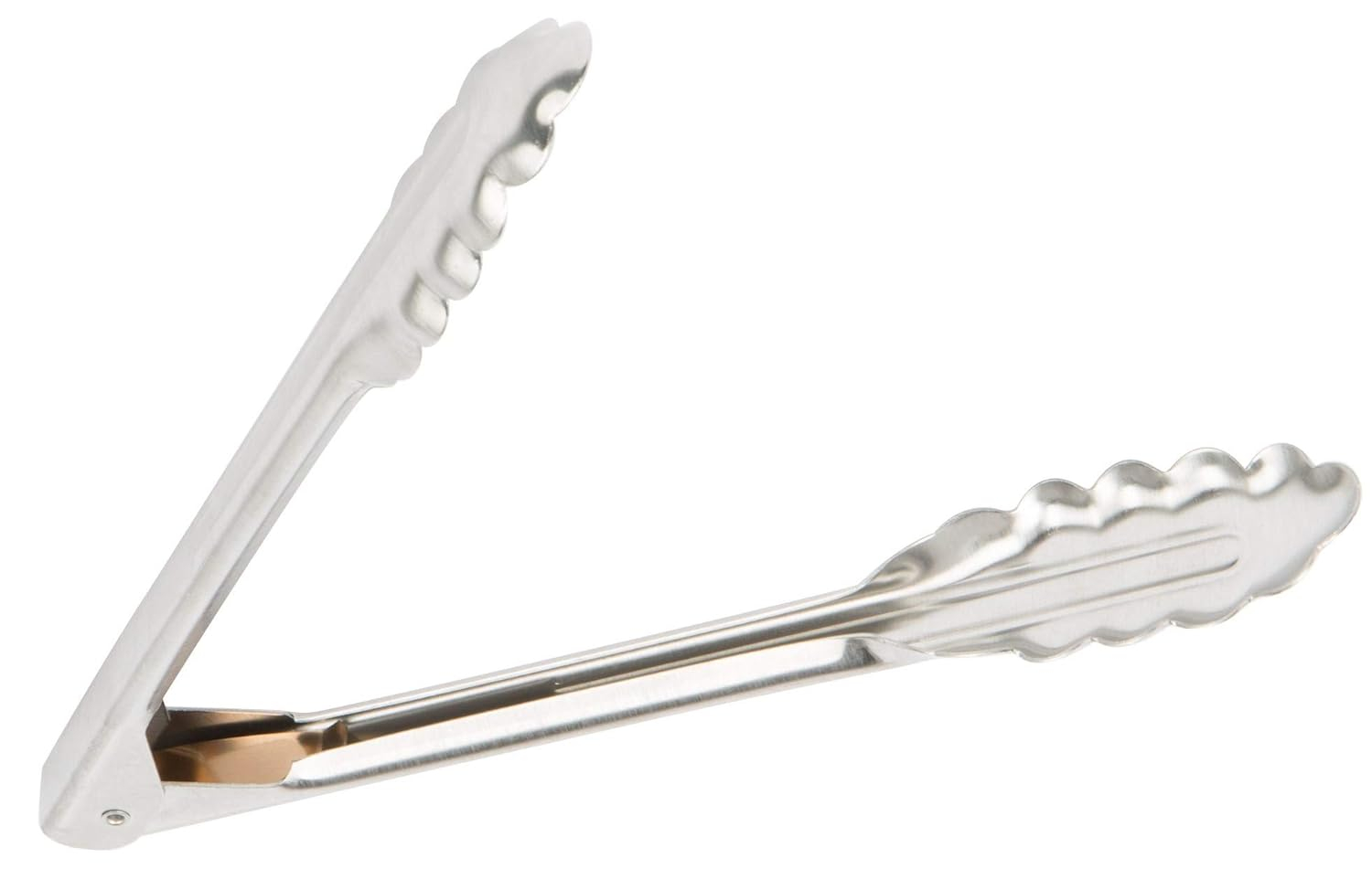 12" Silver Stainless Steel Heavy Duty Scallop Kitchen Tongs