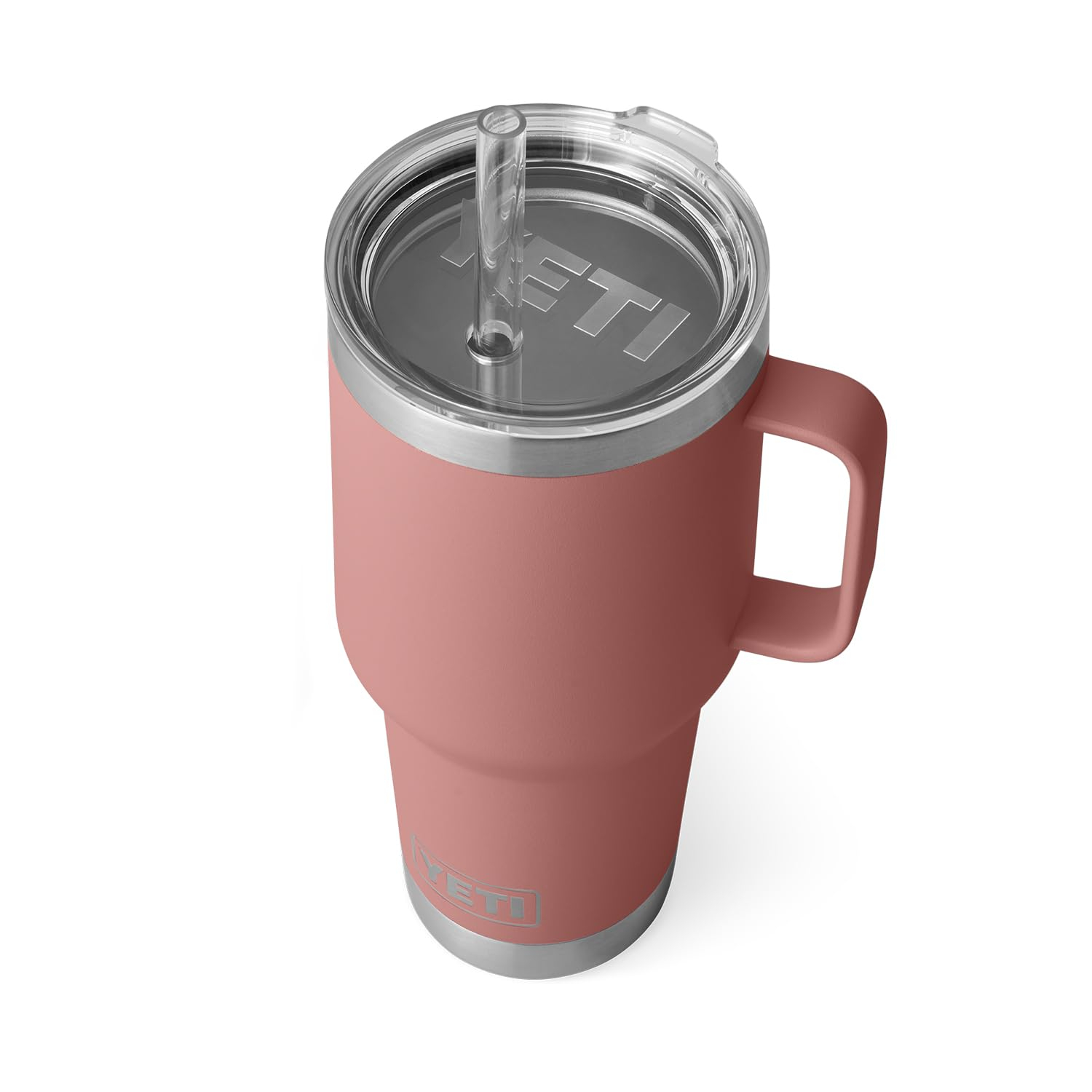 Sandstone Pink Stainless Steel Insulated Travel Mug with Straw Lid