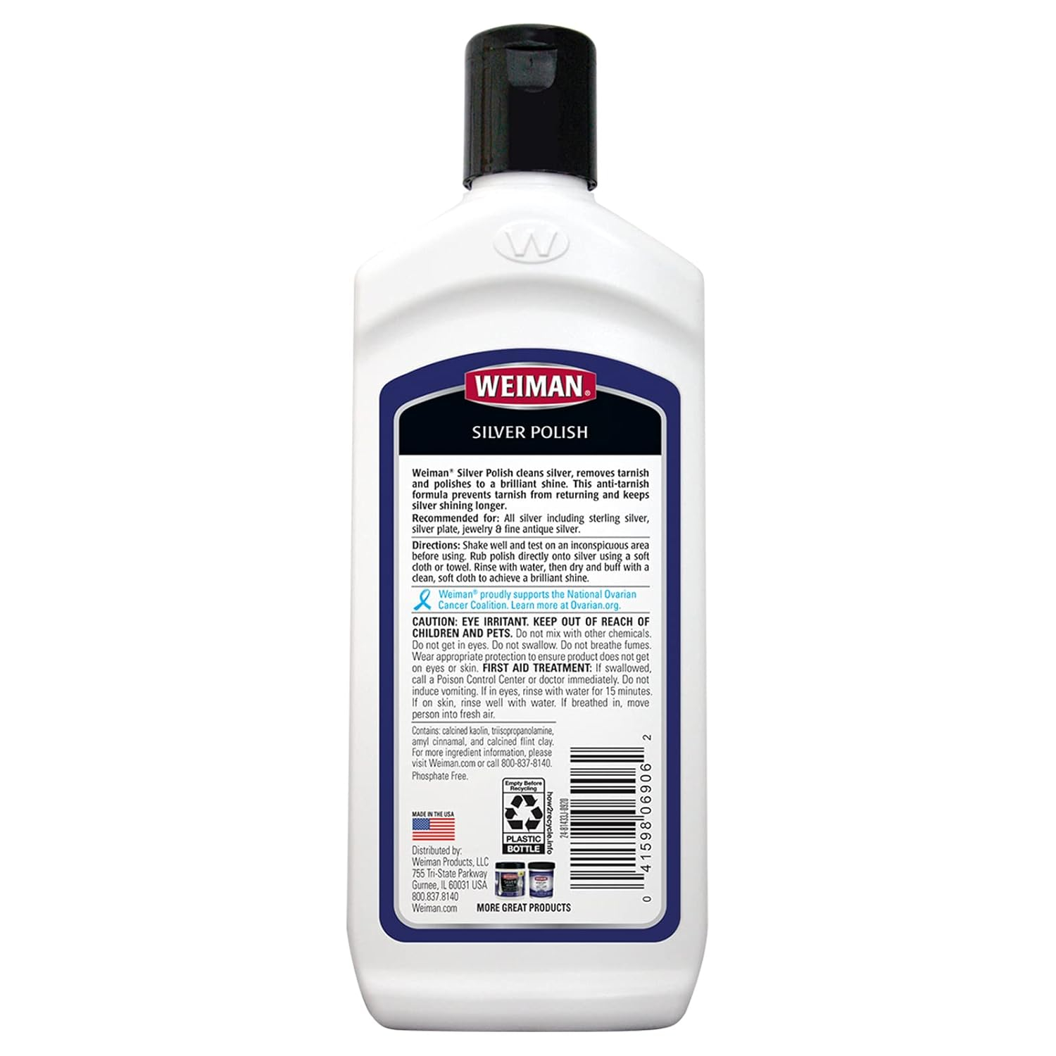 Weiman Silver Cleaner and Polish - 8 Ounce with Polishing Cloth - Ammonia Free - Polish Silver Jewelry Sterling Silver Antique Silver Gold Brass Copper and Aluminum