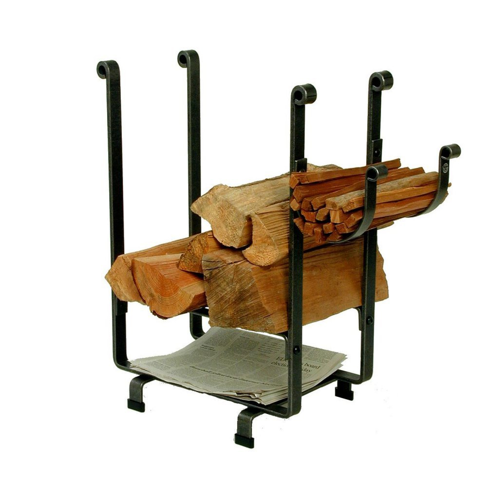 Handcrafted Rectangle Fireplace Log Rack with Newspaper Holder