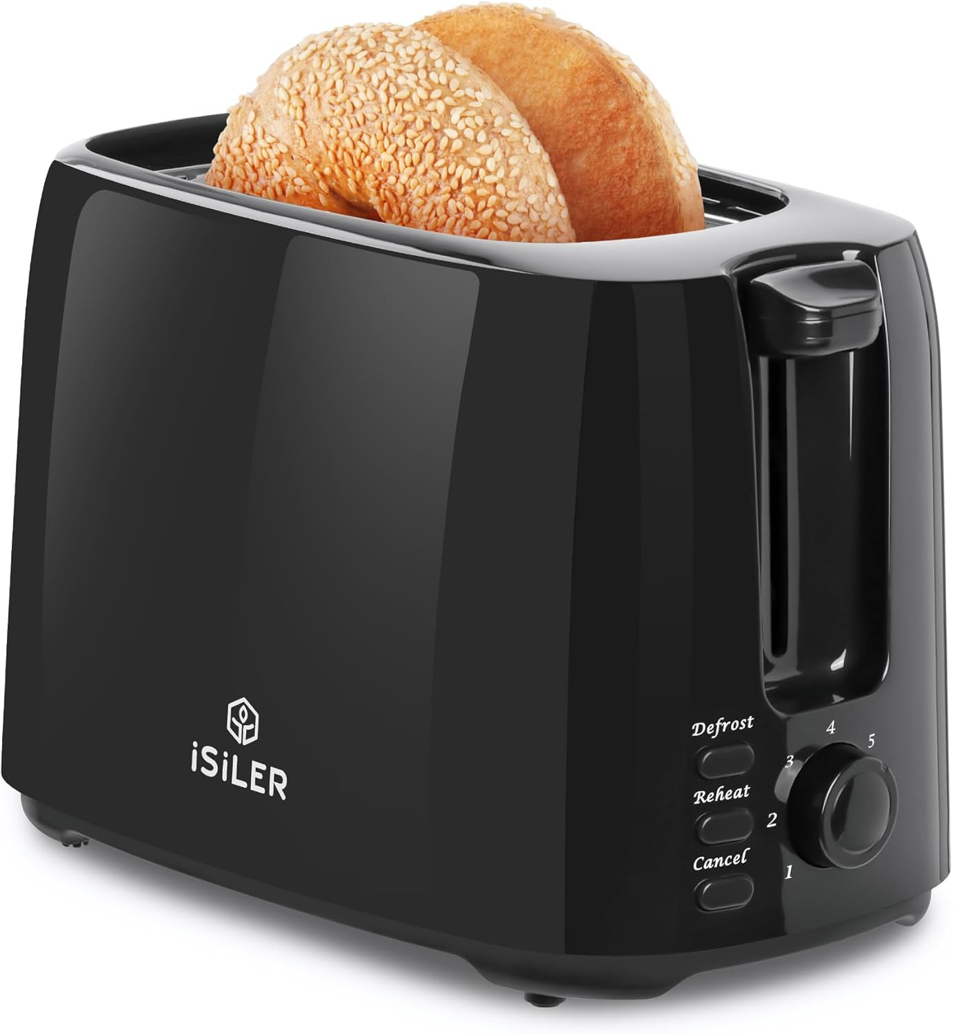 iSiLER 2 Slice Toaster, 1.3 Inches Wide Slot Bagel Toaster with 7 Shade Settings and Double Side Baking, Removable Crumb Tray, Defrost Cancel Function Green