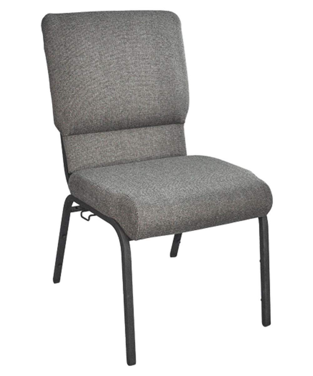 Fossil Black Fabric and Metal Stacking Chair with Lumbar Support
