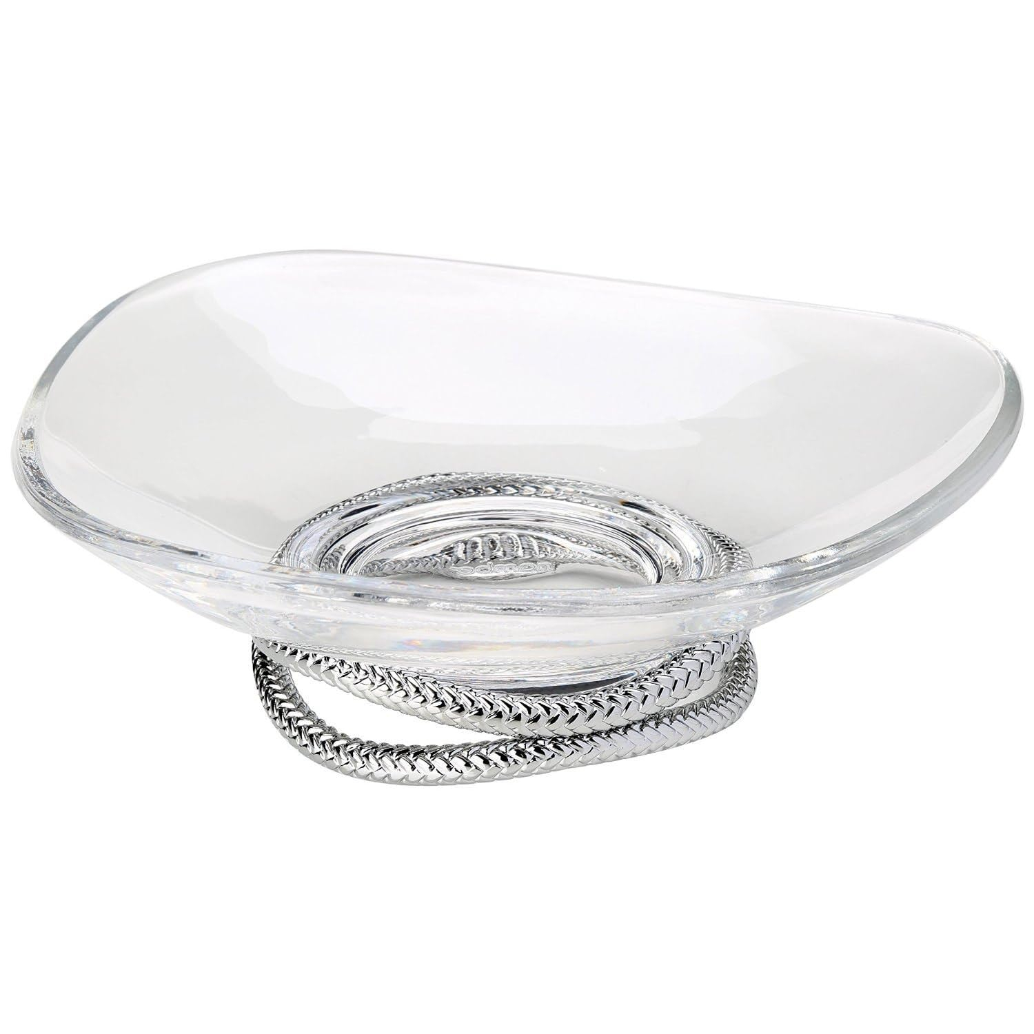 QIXIAN Braid Centerpiece Bowl | Fruit Display Bowl | Decorative Bowl for Table Décor or Kitchen Counter | Chrome Plate and Glass | Modern Centerpiece | 11-Inch