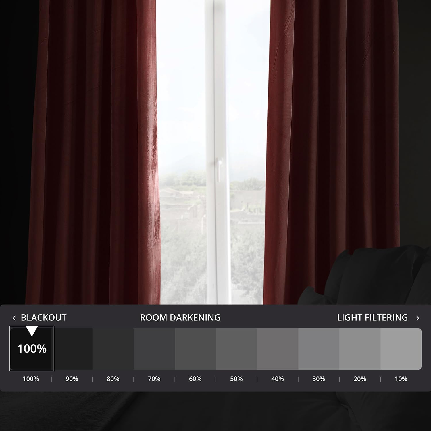 Half Price Drapes Signature Crimson Rust Velvet Blackout Curtains For Bedroom(1 Panel), 50WX 108L