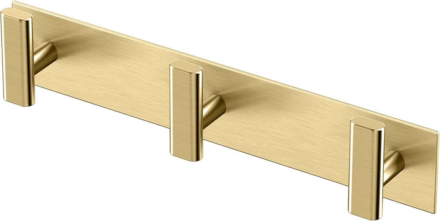 Gatco 1287B Elevate All Modern Decor 11" Triple Robe Hook, Brushed Brass