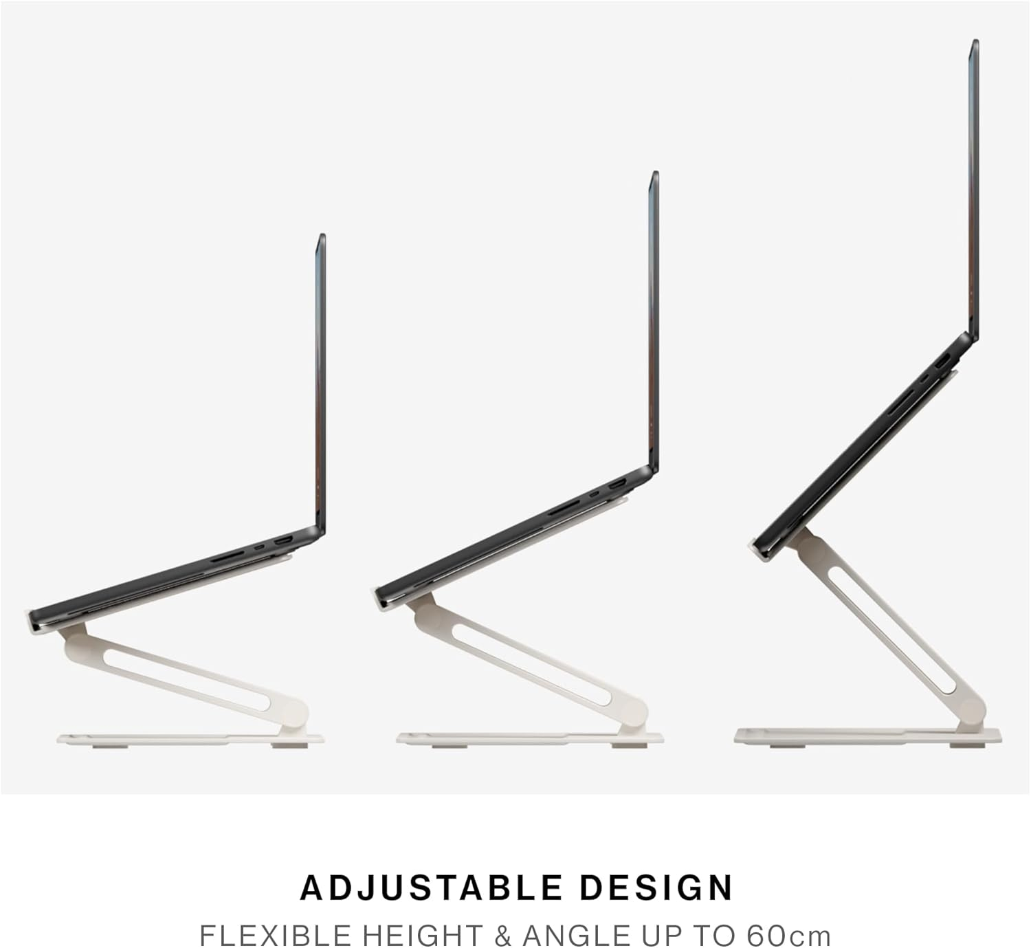 Black Adjustable Ergonomic Metal Laptop Stand with Fabric Surface