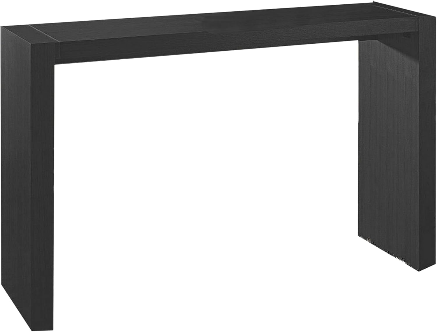 Benjara Loen 60 Inch Long Bar Height Table, Rectangular Panel Base Brown Oak Veneer