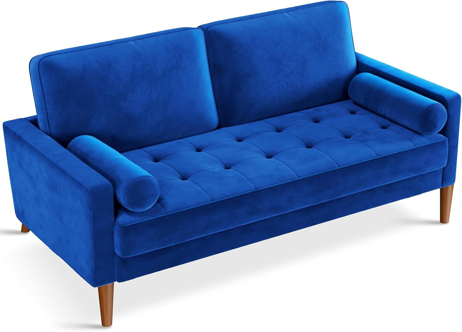 Vesgantti Loveseat Sofa, 56" Blue Velvet Couch Small Couch Love Seat Sofa with Tufted Seat, Mid Century Modern Couch for Living Room, Bedroom, Office, Apartment (56 Inch, Blue)