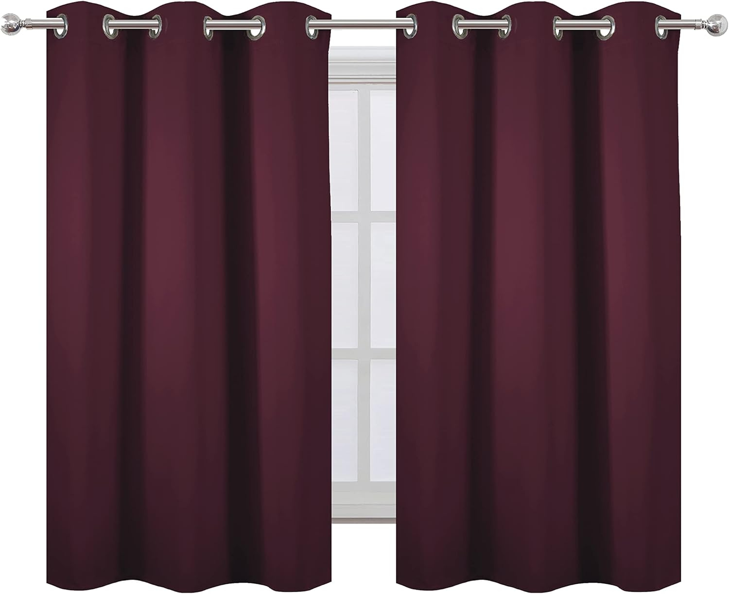 LEMOMO Burgundy Blackout Curtains 38 x 54 Inch Length/Set of 2 Curtain Panels/Thermal Insulated Room Darkening Blackout Curtains for Bedroom
