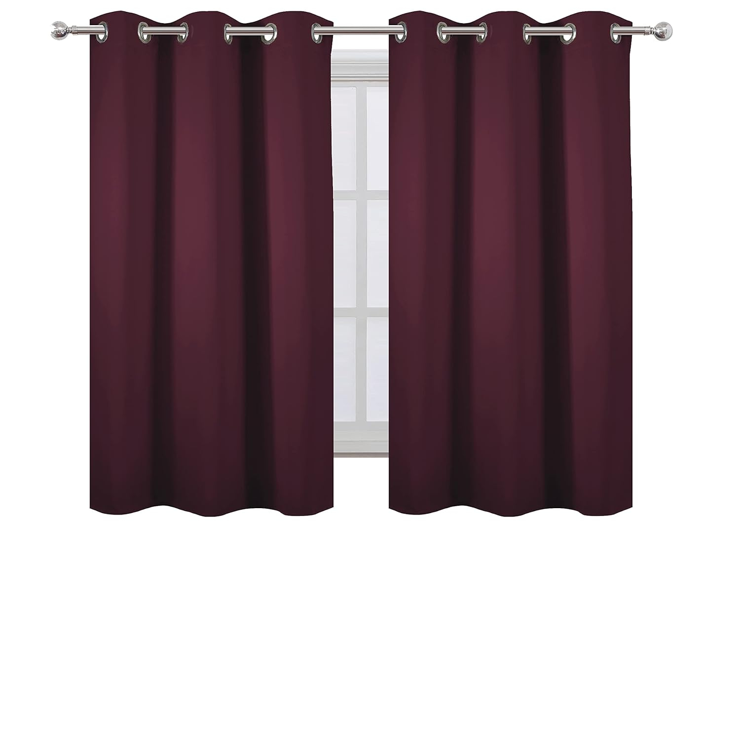 LEMOMO Burgundy Blackout Curtains 38 x 54 Inch Length/Set of 2 Curtain Panels/Thermal Insulated Room Darkening Blackout Curtains for Bedroom